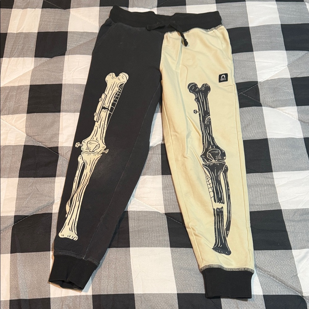 Rags to Raches Black and Tan Skeleton Joggers